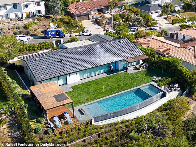 Her long-winded post went on to detail how she and her husband planned to keep the Tony property in Pacific Palisades largely as is, save for the occasional makeover. Pictured is the 3,500-square-foot property and pool where Perry was found just over a year ago