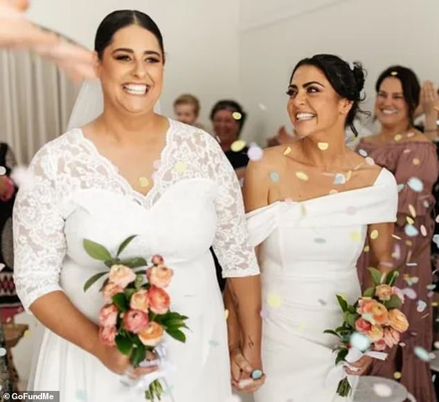 Megan McKee (pictured with wife Stephanie Pascoe) suffered catastrophic injuries after her foot was run over by a riding mower at her home in Paxton, in the Hunter Region of NSW