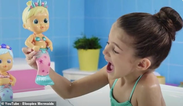 Toy advertising jingles are sexist and reinforce 'rigid gender norms', woke scientists claim. Pictured: the Bloopies Mermaids ad