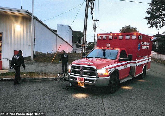 Hoesch claims he was bicycling through the small Columbia County town of Rainier, in the same direction as a Columbia Fire & Rescue ambulance, when it attempted to turn right onto another street and crashed into him.