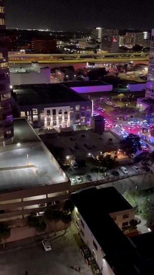 Dozens of police cars were in downtown Orlando this morning