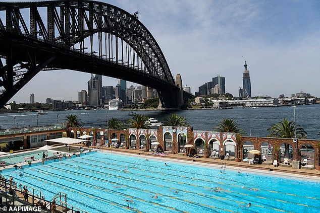 The iconic and world-famous North Sydney Olympic Pool (pictured) has cost more than $90 million to redevelop to date and is expected to cost more than $122 million by the time it is completed in May 2025.