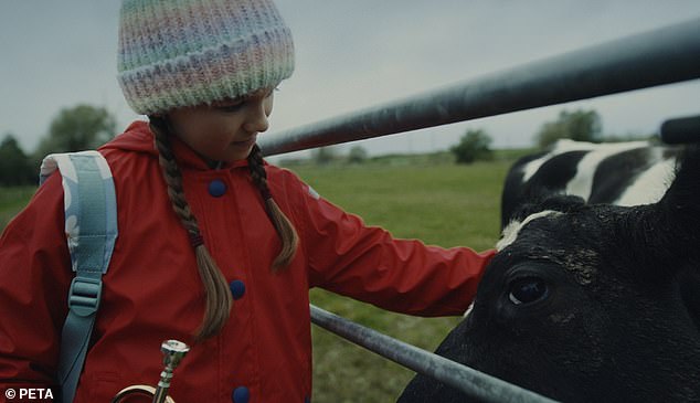 The animal rights organization released the clip today exclusively for FEMAIL and it is about a young girl and her friendship with a cow named Kiwi