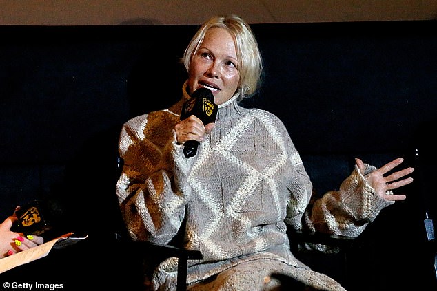 Pamela Anderson has revealed that her 'loving' parents had 'tried to keep her safe' despite being raped at the age of 12 (pictured at a BAFTA screening for The Last Showgirl on Monday)