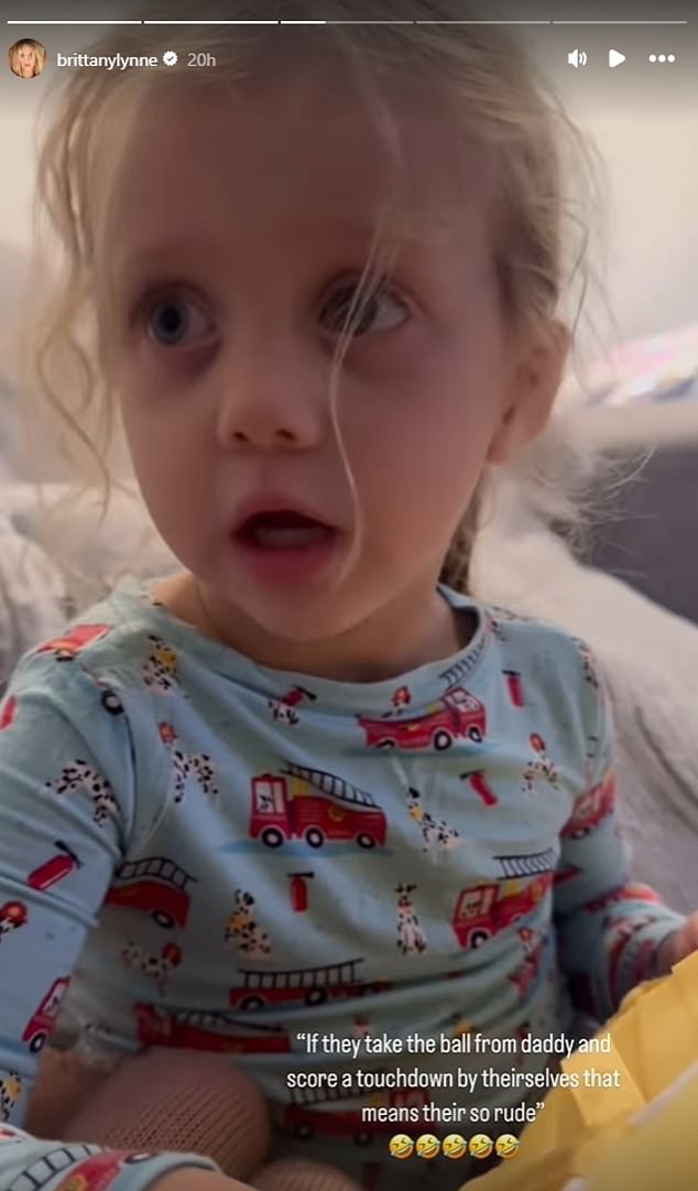 Sterling Mahomes, 3, called out NFL players who went against her dad in an adorable video