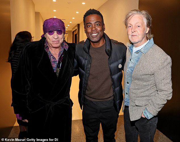 Later, McCartney posed for a photo in the audience with Steven Van Zandt and Chris Rock