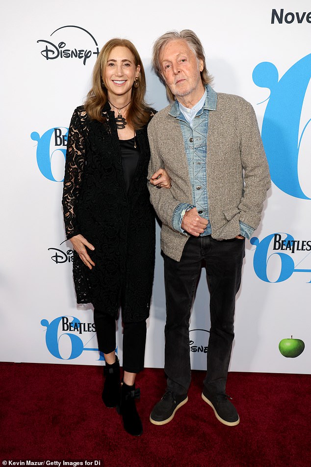 Paul McCartney led the stars at the premiere of Beatles '64 in New York City on Sunday. The iconic band's former bassist, 82, was joined by his wife Nancy Shevell, 65, on the red carpet for the premiere of the new documentary about The Beatles