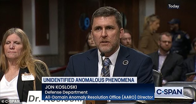 Dr. Jon Kosloski (above) – the new director of the Defense Department's All-Domain Anomaly Resolution Office (AARO) – told lawmakers that the US Navy's famous 'Go Fast' infrared UFO video shows nothing more than 