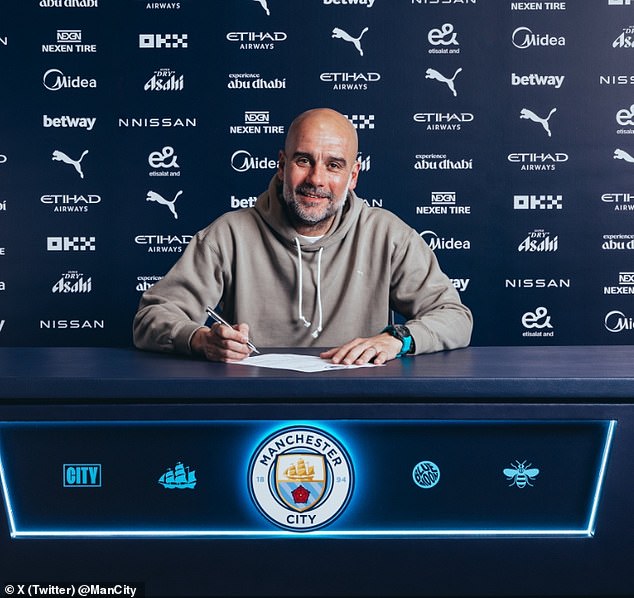 Pep Guardiola has agreed a two-year contract extension with Manchester City until 2027