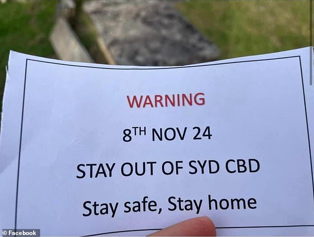 Dozens of Sydney families have woken up to a disturbing note hand-delivered to their homes