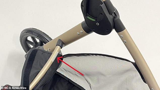 The ACCC has warned that if the locking mechanism is not properly locked, the stability of the stroller handle will be reduced and if it disengages it could collapse (pictured)