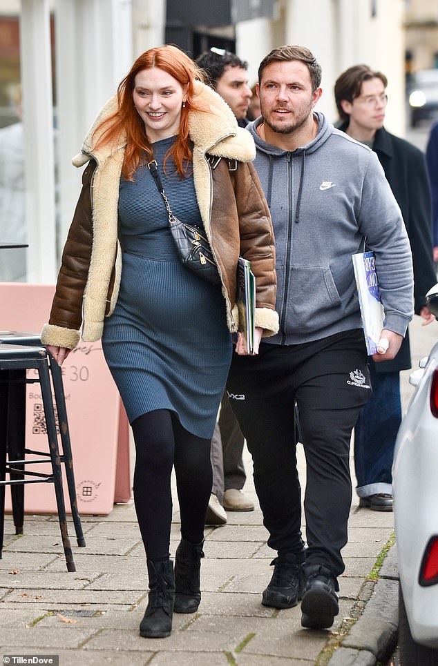 Eleanor Tomlinson, 32, has been spotted for the first time since revealing she is expecting her first child with husband Will Owen