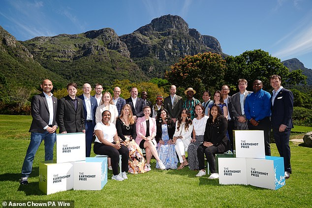 Prince William today with the Earthshot Prize finalists at the Kirstenbosch National Botanical Garden