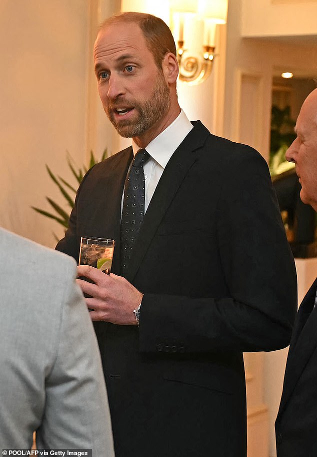 The Prince of Wales, 42, looked dapper in a navy blue suit as he arrived at the Savoy Hotel for the event, beaming as he greeted guests