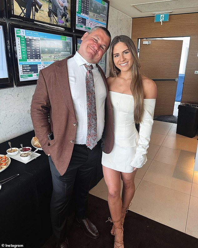 Paul Griffin, 55, was drinking with friends at the Ettamogah Pub in Kellyville Ridge after the Melbourne Cup on Tuesday night when he was allegedly attacked shortly before 8pm (Pictured: Mr Griffin with his daughter Dana)