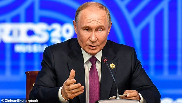 Power games: Russian President Vladimir Putin hosts a conference for the countries of the BRICS group in the Russian city of Kazan last month