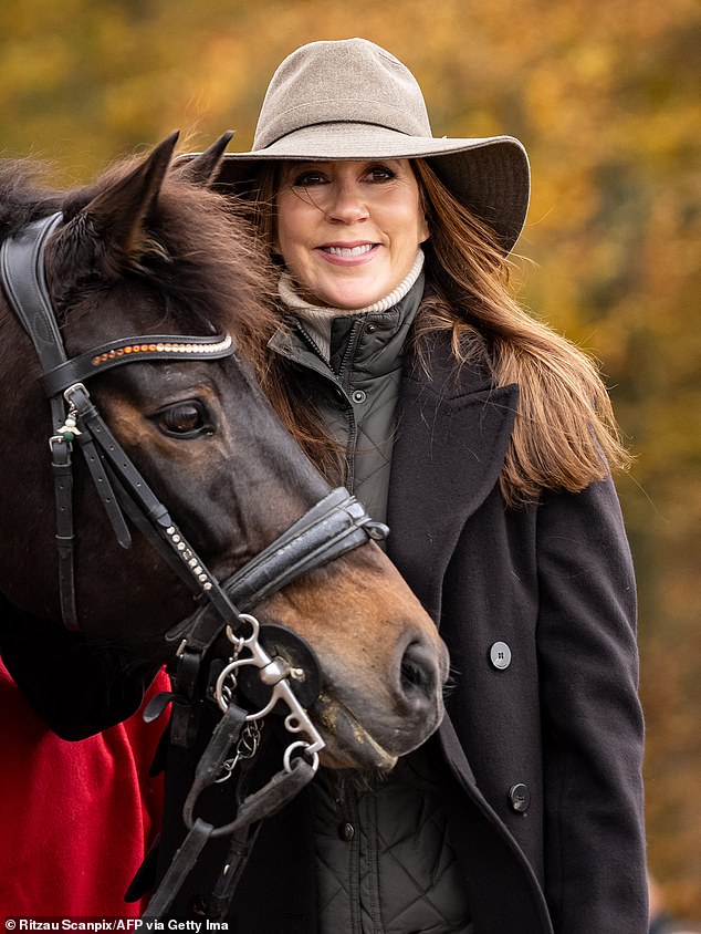 Queen Mary of Denmark looked glamorous today as she attended the Hubertus Hunt in Dyrehaven