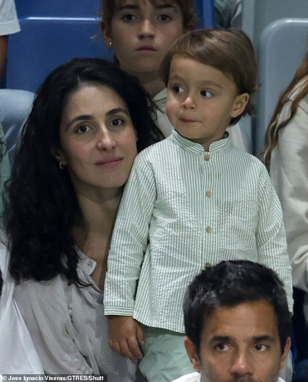 Well done dad! Rafa Jr, the two-year-old son Nadal shares with wife Maria Francisca Perello, cheered on his father during his final professional tennis match at the Davis Cup in Malaga