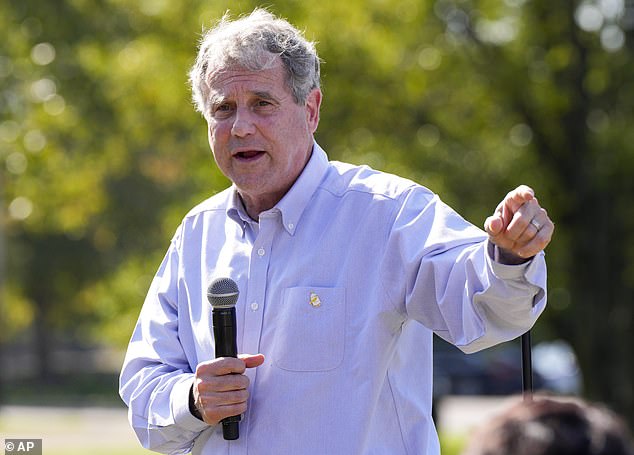 Senator Sherrod Brown campaigns during a rally in Cincinnati, Ohio on October 5, 2024