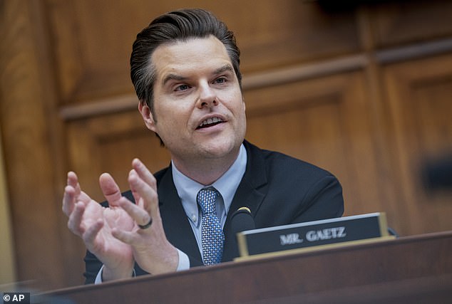 Rep. Matt Gaetz, R-Fla., speaks on Capitol Hill in Washington, March 12, 2024. He resigned his seat in the House of Representatives on Wednesday immediately after being nominated by Donald Trump as attorney general