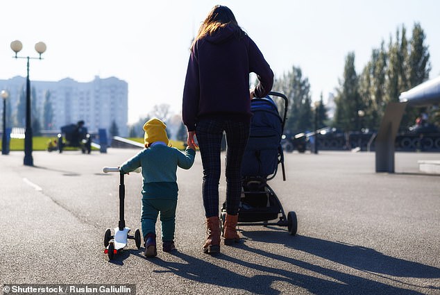 Finding time to do about an hour of light to moderate exercise a week could cut your risk of postpartum depression by almost half (stock photo)