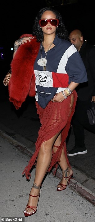 Rihanna put on a sassy show as she arrived at The Nice Guy in West Hollywood on Wednesday night