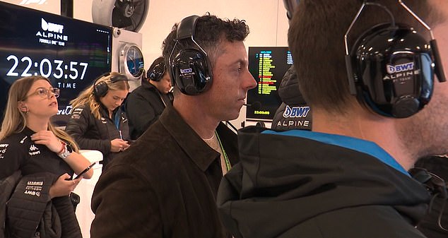 Rory McIlroy watched qualifying from the Alpine garage - he is an investor in the team