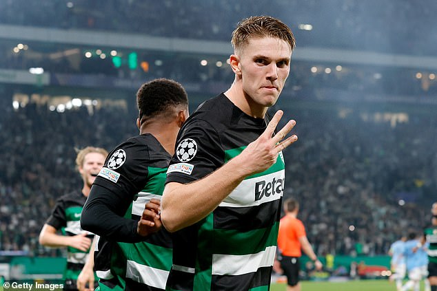 Viktor Gyokeres continued his good scoring streak in Sporting's 4-1 win over Man City