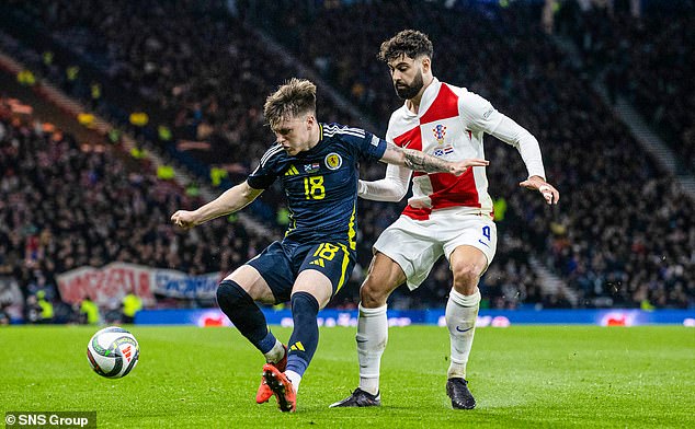 Scottish winger Ben Doak gave Croatian Josko Gvardiol a tough evening in Hampden.