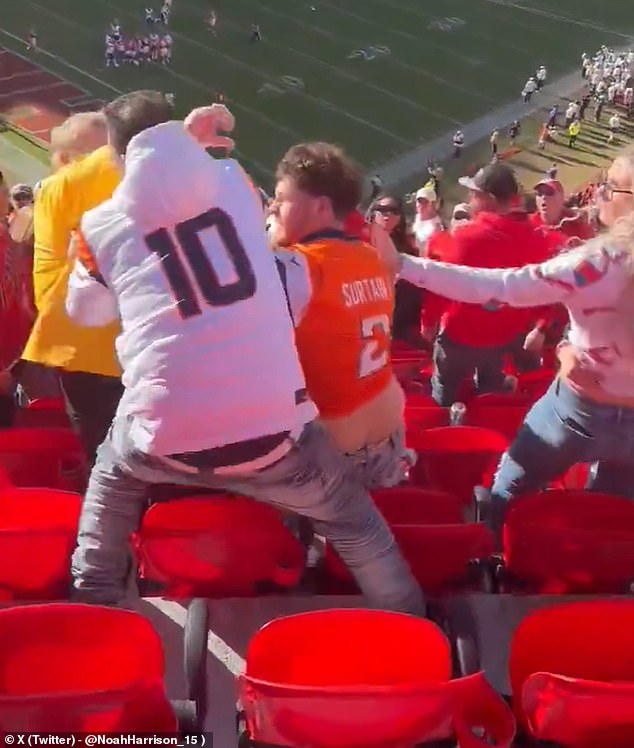 An NFL guard was viciously attacked by a Denver Broncos fan during a chaotic brawl