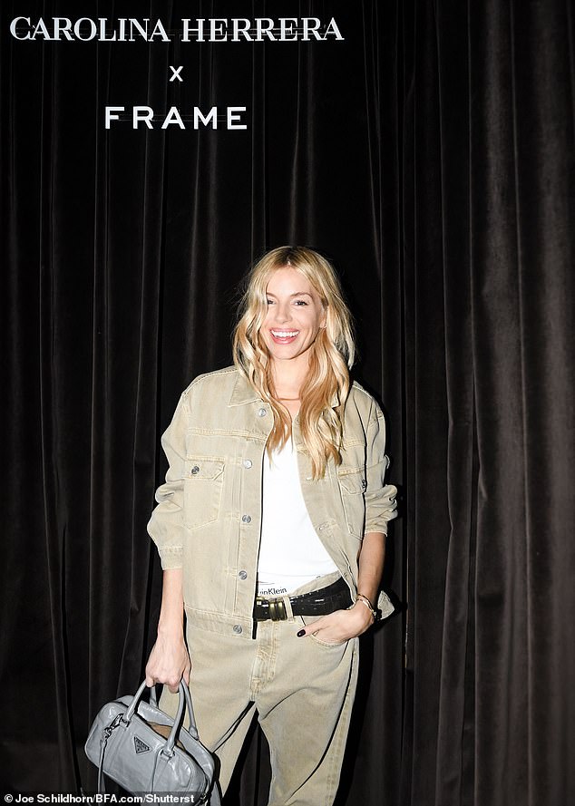 Sienna Miller looked effortlessly stylish as she attended the Carolina Herrera X Frame party in New York City on Thursday