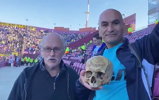 A fan of the Argentinian club Racing brought his grandfather's skull to a cup final on Saturday