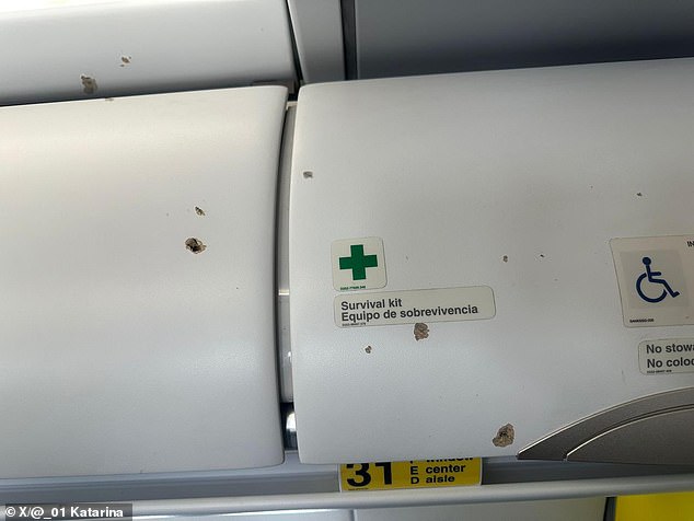 Images show bullet holes in a Spirit Airlines flight that was diverted after it was struck by gunfire as it prepared to land in Haiti on Monday