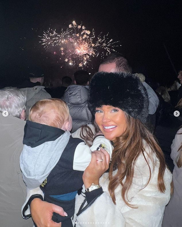 The stars were out in full force on Tuesday night to celebrate Bonfire Night - with celebrities including Rochelle Humes, Charlotte Dawson (pictured) and Stacey Solomon celebrating the occasion