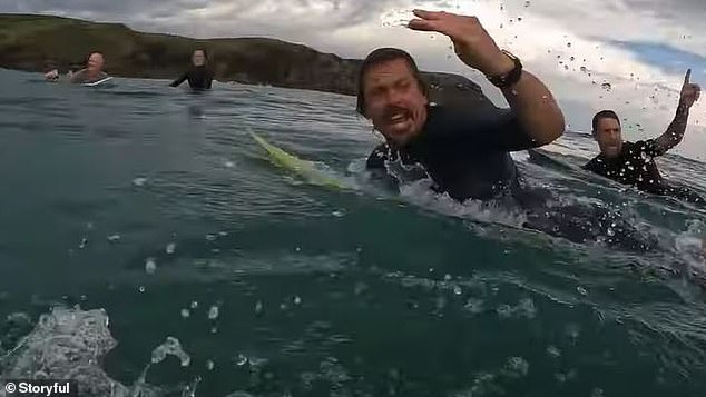 The surfers stayed close together and appeared bigger to the shark before charging toward shore