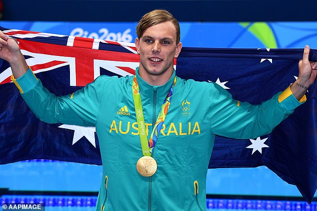 A youthful Kyle Chalmers after winning the men's 100m freestyle final at the Rio 2016 Olympic Games