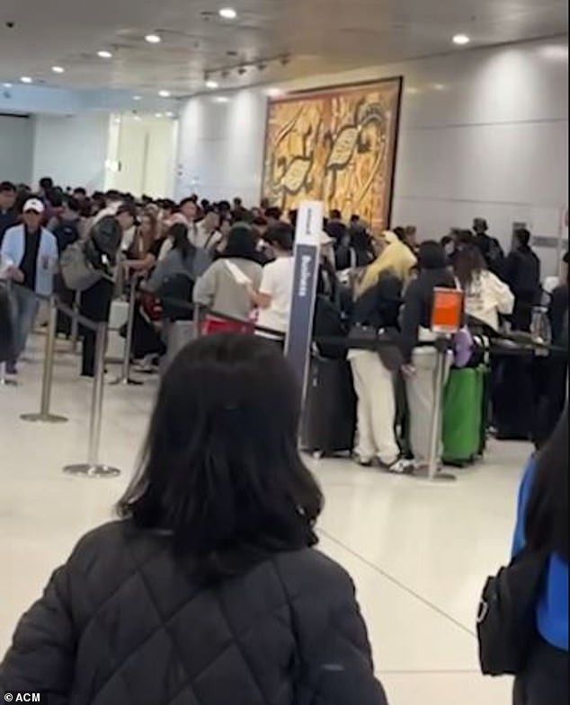 Images from Sydney airport showed huge queues