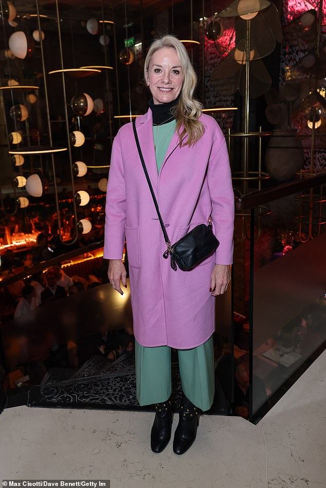 Tamzin Outhwaite wore a chic pastel outfit at the 10th anniversary party for Bocconcino in London's Mayfair, following her recent split from boyfriend Tom Child