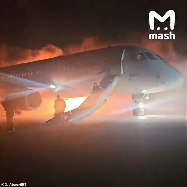 This is the terrifying moment a plane burst into flames after a nightmare landing at a Turkish airport