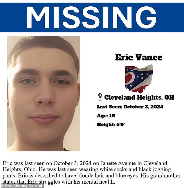 Eric Vance went missing from east Cleveland in October, leaving his family in terror