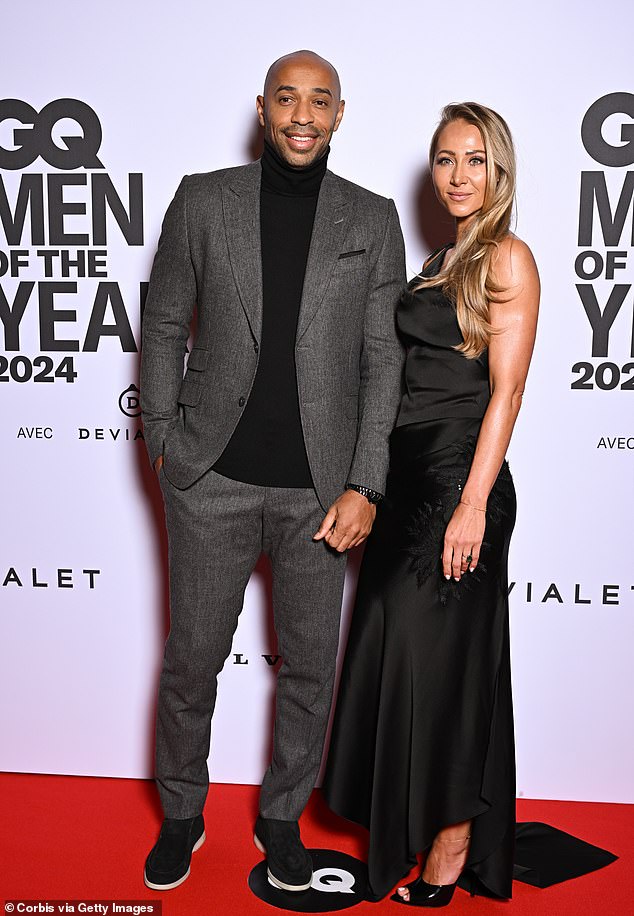 Thierry Henry looks suave alongside rarely seen model partner as he