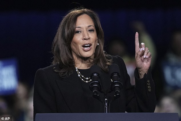 Democratic presidential candidate Vice President Kamala Harris speaks during a campaign rally in Memorial Hall at Muhlenberg College in Allentown, Pennsylvania,