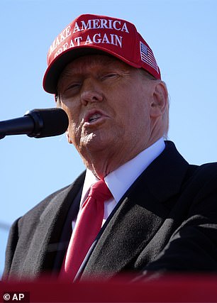 Former President Donald Trump speaks at a campaign rally in Lititz, Pennsylvania, on Sunday, November 3