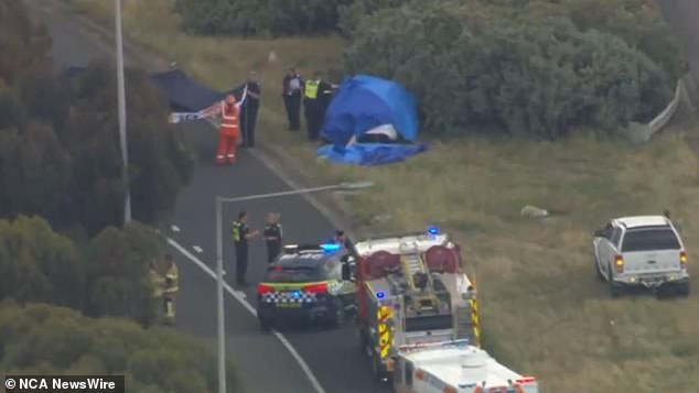 An object fell from the back of a truck before colliding with another car. Image: 7 NEWS.