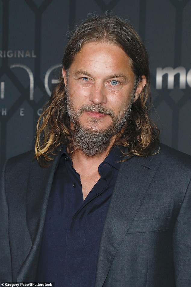 Travis Fimmel (pictured) looked worlds away from his Calvin Klein modeling days as he stepped out to attend the world premiere of HBO's Dune: Prophecy in New York on Wednesday.