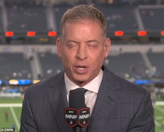 Fans noticed bruises around Troy Aikman's eyes on Monday Night Football