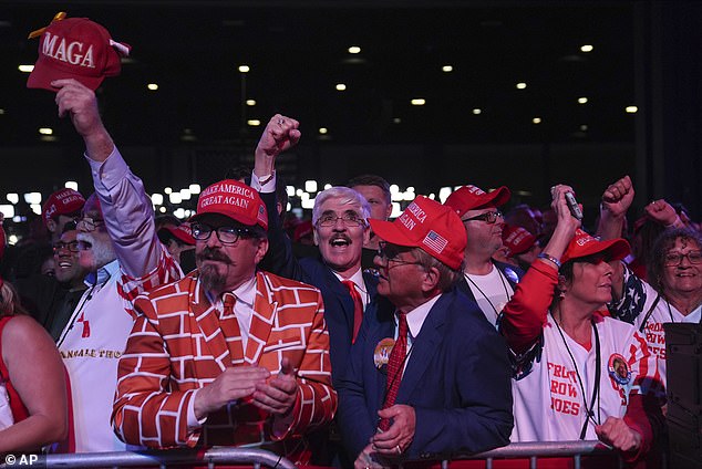 Nervous excitement gave way to joy at the Trump viewing party as Tuesday night turned to morning