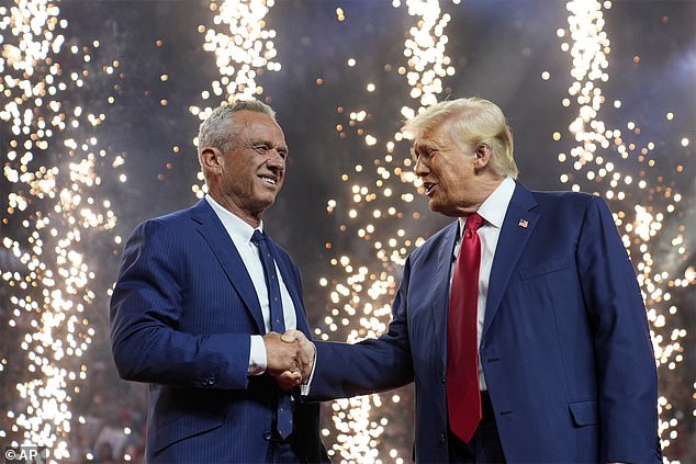 President-elect Donald Trump (right) is expected to announce that he will nominate Robert F. Kennedy Jr. (left) has chosen to lead the Department of Health and Human Services, several news outlets report