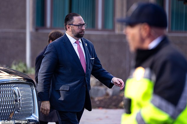 Jason Miller arrives with President-elect Donald Trump's motorcade at the Hyatt Regency Capitol Hill