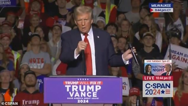 Brzezinski also mentioned at Trump's rally on Friday that he yanked on the microphone on his stand before starting to wrap his mouth around it